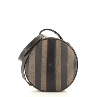 Fendi Vintage Convertible Round Top Handle Bag Pequin Coated Canvas Medium