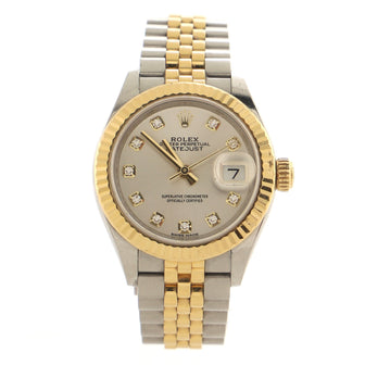 Rolex Oyster Perpetual Datejust Automatic Watch Stainless Steel and Yellow Gold with Diamond Markers 28