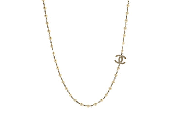 Chanel CC Long Necklace Faux Pearls and Metal
