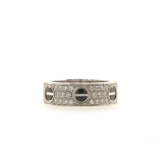 Cartier Love Band Paved Diamonds Ring 18K White Gold with Diamonds and Ceramic