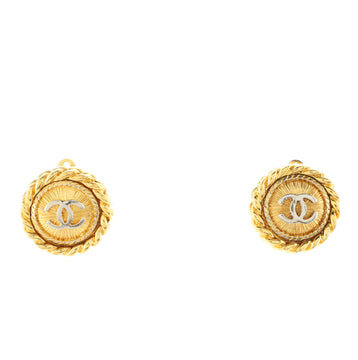 Chanel Vintage Round CC Clip-On Earrings Metal