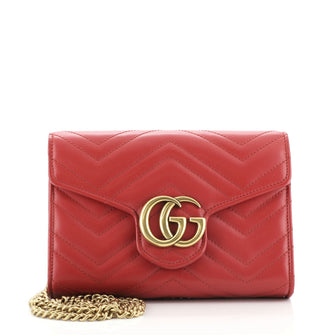 Gucci GG Marmont Chain Wallet Matelasse Leather Mini