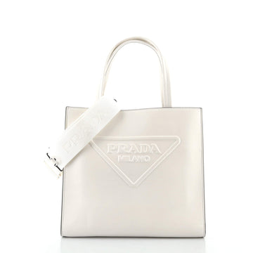 Prada Logo Drill Tote Leather Small