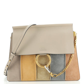 Chloe Faye Patchwork Shoulder Bag Suede and Leather Medium