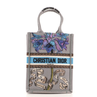 Christian Dior Book Tote Embroidered Canvas Vertical