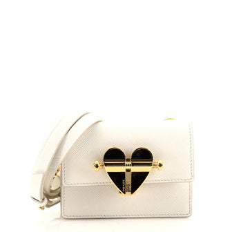 Prada Heart Lock Crossbody Bag Saffiano Leather Mini