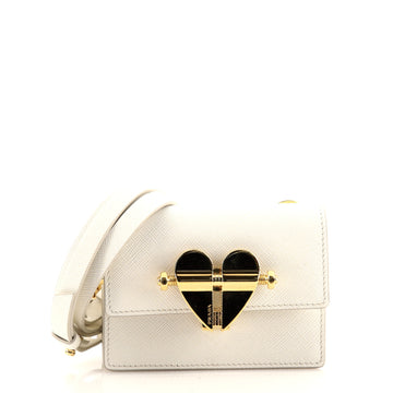 Prada Heart Lock Crossbody Bag Saffiano Leather Mini