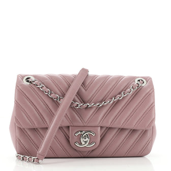 Chanel Double Stitch Flap Bag Chevron Lambskin Medium