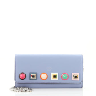 Fendi Continental Wallet on Chain Studded Leather