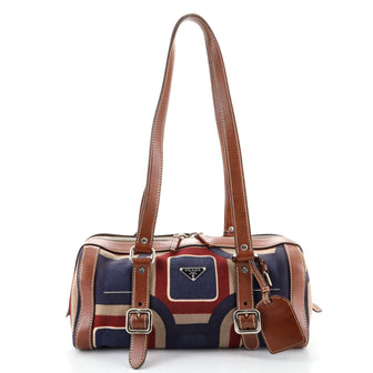 Prada Bauletto Bag Printed Canvas Medium