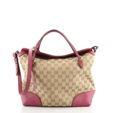 Gucci Bree Convertible Top Handle Bag GG Canvas with Leather Medium