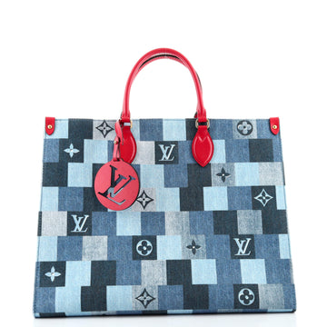 Louis Vuitton OnTheGo Tote Damier and Monogram Patchwork Denim GM