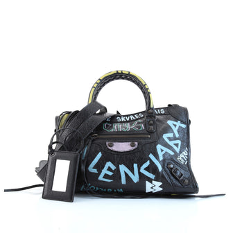 Balenciaga City Graffiti Classic Studs Bag Leather Small