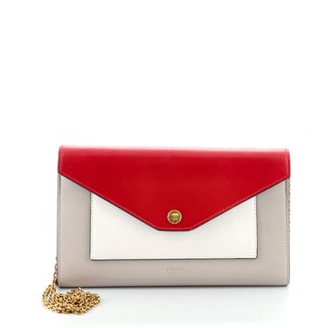 Celine Pocket Envelope Wallet on Chain Leather Medium