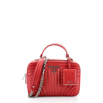 Prada Zip Around Top Handle Bag Diagramme Quilted Leather Medium