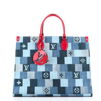 Louis Vuitton OnTheGo Tote Damier and Monogram Patchwork Denim GM