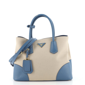 Prada Cuir Double Tote Canvas and Saffiano Leather Small