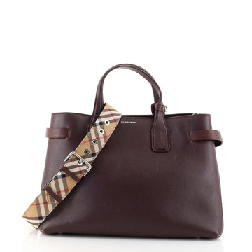 Burberry Banner NM Tote Leather with Vintage Check Canvas Medium
