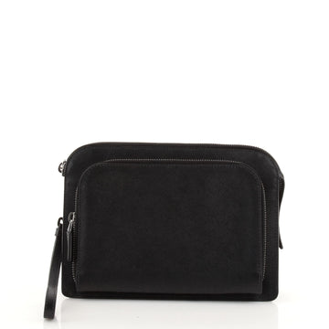 Prada Double Zip Wristlet Pouch Saffiano Leather Small