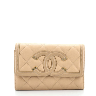 Chanel Filigree Flap Wallet Quilted Caviar Medium