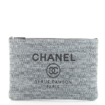 Chanel Deauville Pouch Raffia Large