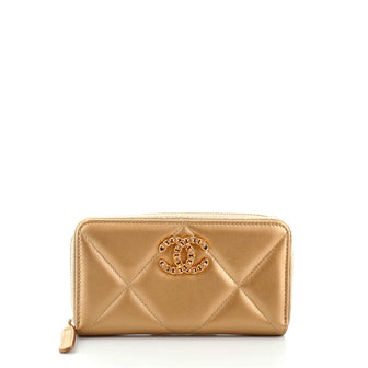 Chanel 19 Zip Around Wallet Quilted Lambskin Medium