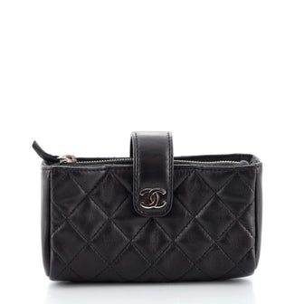 Chanel Phone Holder Clutch Quilted Lambskin