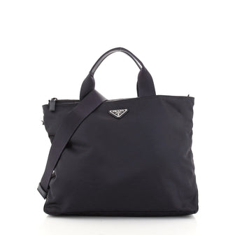 Prada Zip Convertible Shopping Tote Tessuto with Saffiano Leather Medium