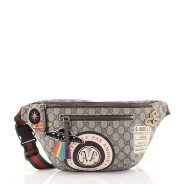 Gucci Courrier Zip Belt Bag GG Coated Canvas with Applique