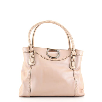 Salvatore Ferragamo Gancini Tote Whipstitch Leather Medium