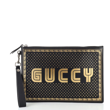 Gucci Wristlet Clutch Limited Edition Printed Leather