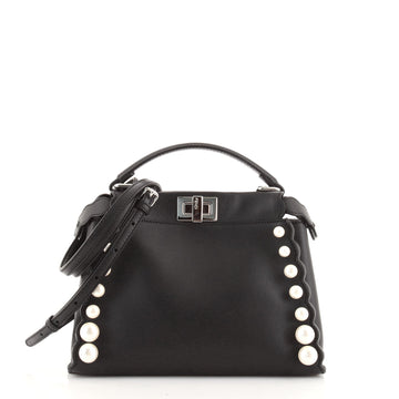 Fendi Peekaboo Bag Pearl Embellished Leather Mini