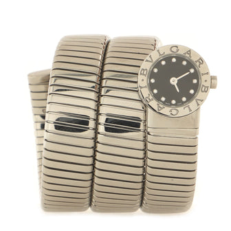 Bvlgari Tubogas Double Spiral Quartz Watch Stainless Steel with Diamond Markers 19