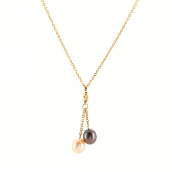 Louis Vuitton Double Pendant Chain Necklace 18K Yellow Gold with Pearls