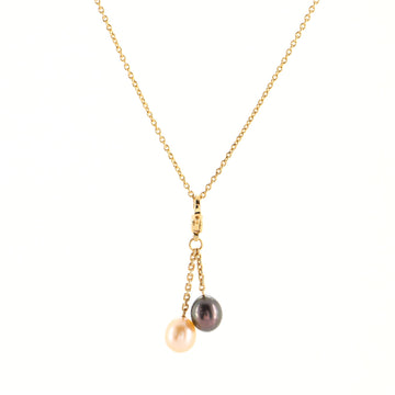 Louis Vuitton Double Pendant Chain Necklace 18K Yellow Gold with Pearls