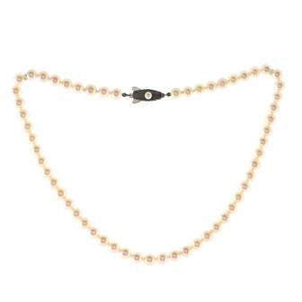 Mikimoto Single Strand Necklace Pearls with Sterling Silver
