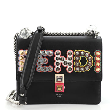 Fendi Kan I Bag Embellished Applique Leather Small