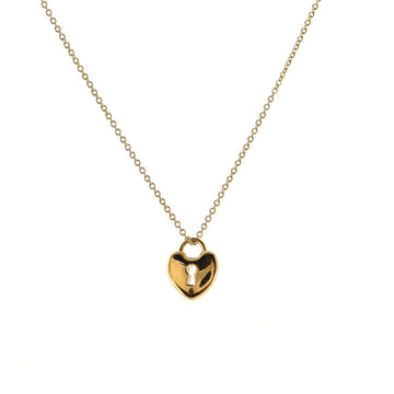 Tiffany & Co. Heart Lock Pendant Necklace 18K Yellow Gold