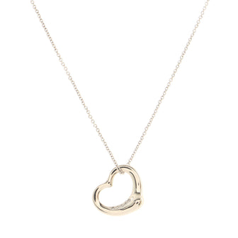 Tiffany & Co. Elsa Peretti Open Heart 5 Diamonds Pendant Necklace Platinum and Diamonds