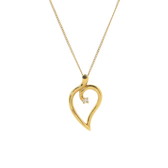 Tiffany & Co. Leaf Heart Pendant Necklace 18K Yellow Gold with Diamond
