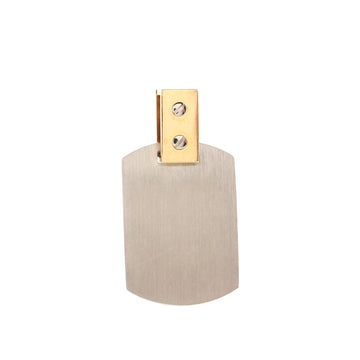 Cartier Santos Dog Tag Pendant Pendant & Charms Stainless Steel with 18K Yellow Gold