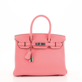 Hermes Birkin Handbag Pink Clemence with Palladium Hardware 30