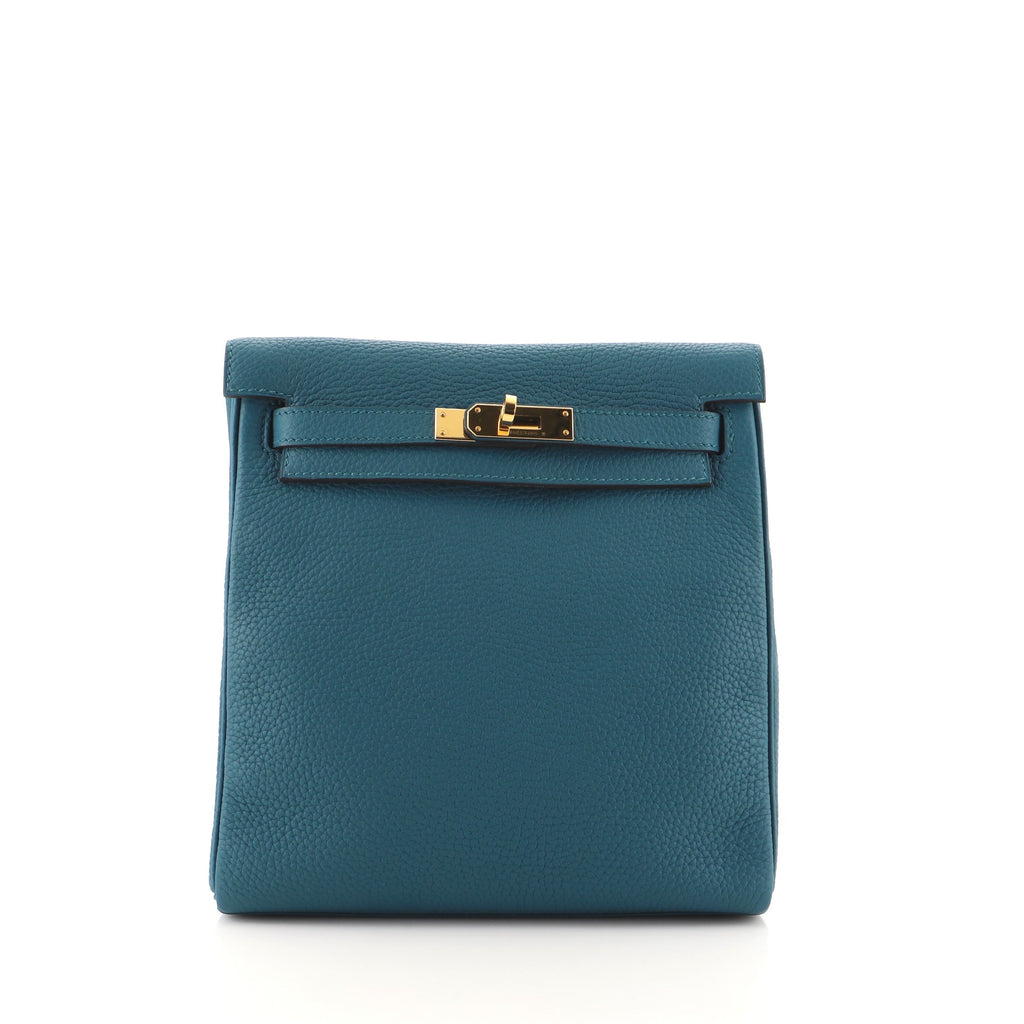Hermès Clemence Kelly Ado II - Blue Backpacks, Handbags