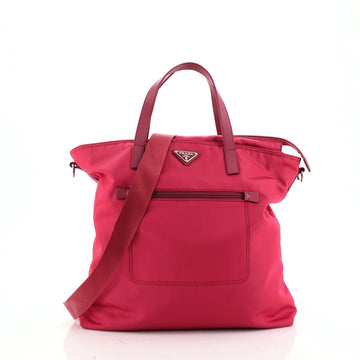 Prada Zip Convertible Shopping Tote Tessuto with Saffiano Leather Large