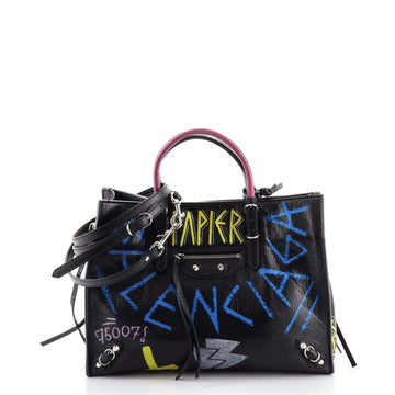 Balenciaga Papier Graffiti A6 Zip Around Classic Studs Bag Leather