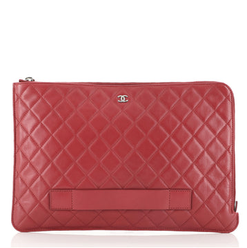 Chanel iPad Pouch Quilted Lambskin Large