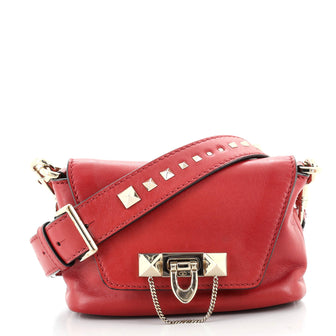Valentino Rockstud Chain Flip Lock Shoulder Bag Leather Small