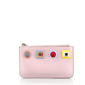 Fendi Zipped Key Pouch Studded Leather