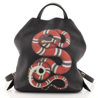 Gucci Kingsnake Tote Backpack Printed Leather