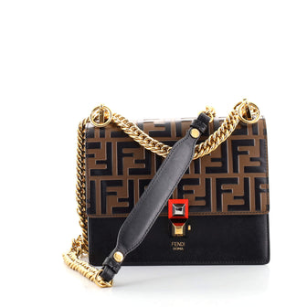 Fendi Kan I Bag Zucca Embossed Leather Small